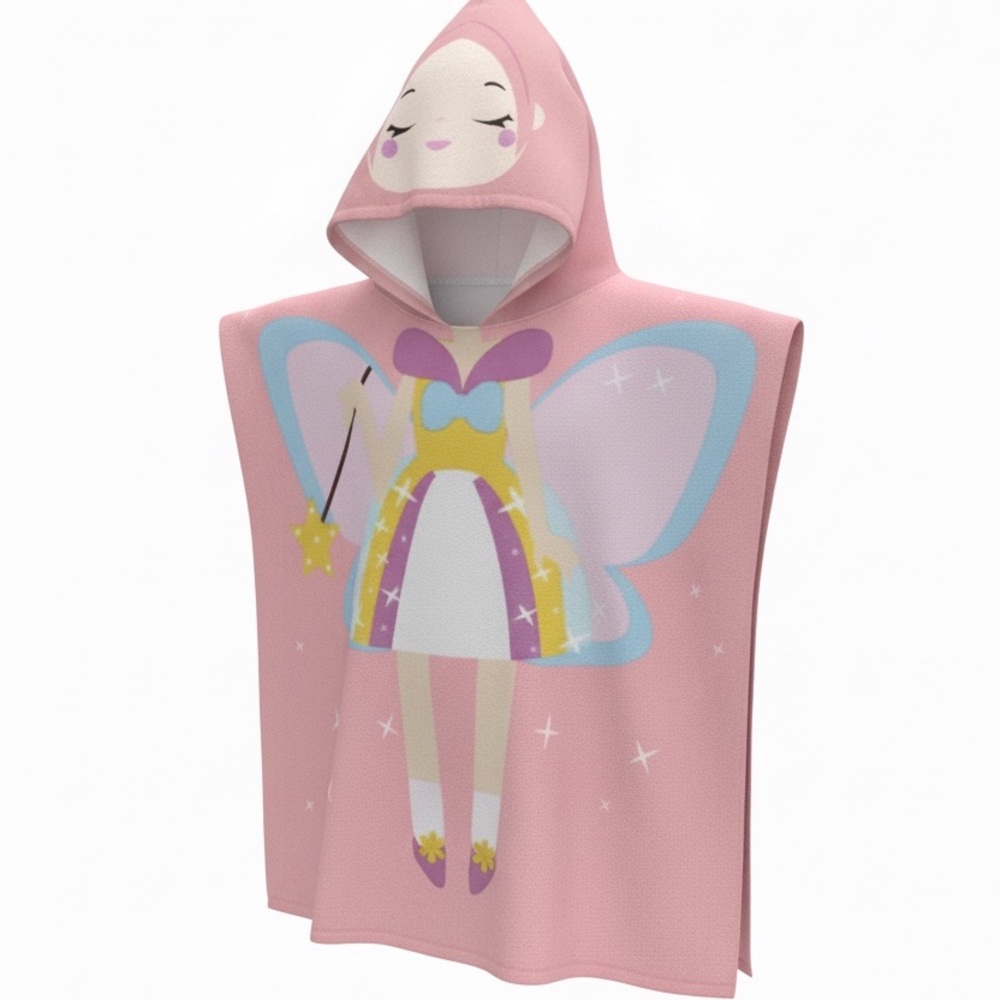 NEW Girls Fairy Hooded Swim Beach Poncho Coverup Pink 24x48 Princess Towel NWT